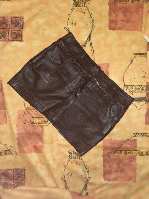 Мини-юбка XS кожа натуральная