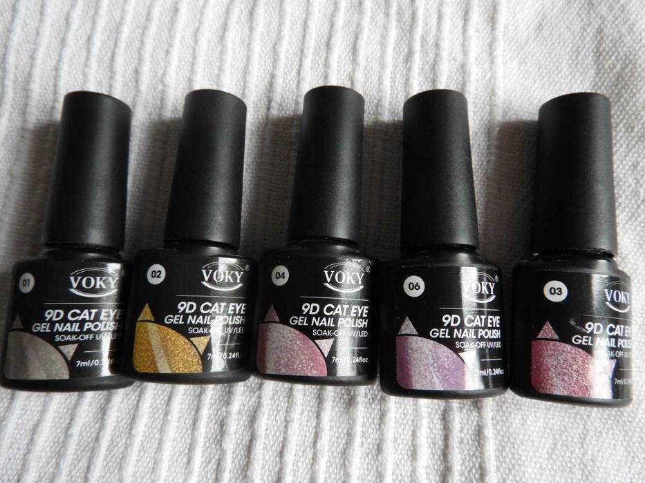Zestaw 5 x lakiery hybrydowe kocie oko - cat eye