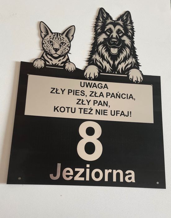 Tabliczka grawerowana uwaga pies adres numer domu