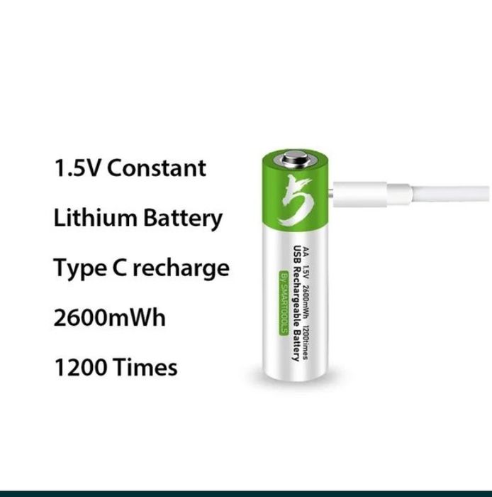 Акумулятор USB Smartools AA, ААА, C2 R14, CR2, крона CR123 D1 LR 18650