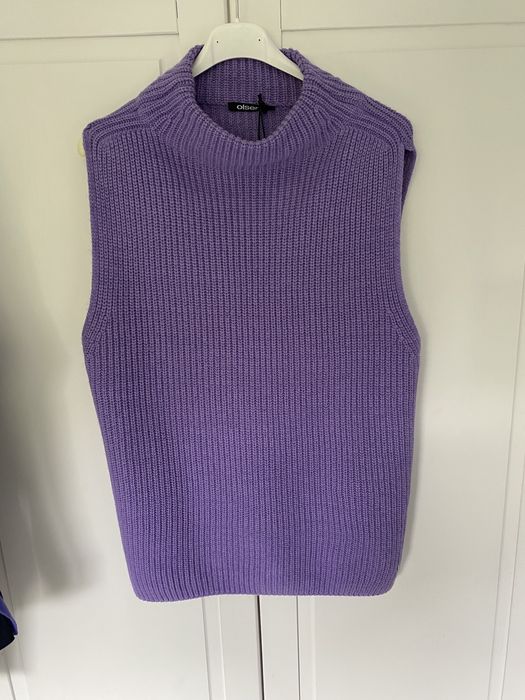 Olsen sweter pol golf bezrekawnik kamizelka lila liliowy 40 L 42 XL