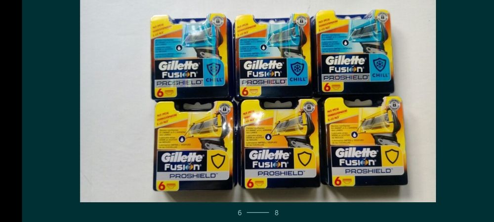 Gillette Fusion Proshield (6) картриджи. Оригинал 100%.