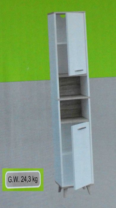 Szafka łazienkowa Wysoka Biała z olchą 180cm