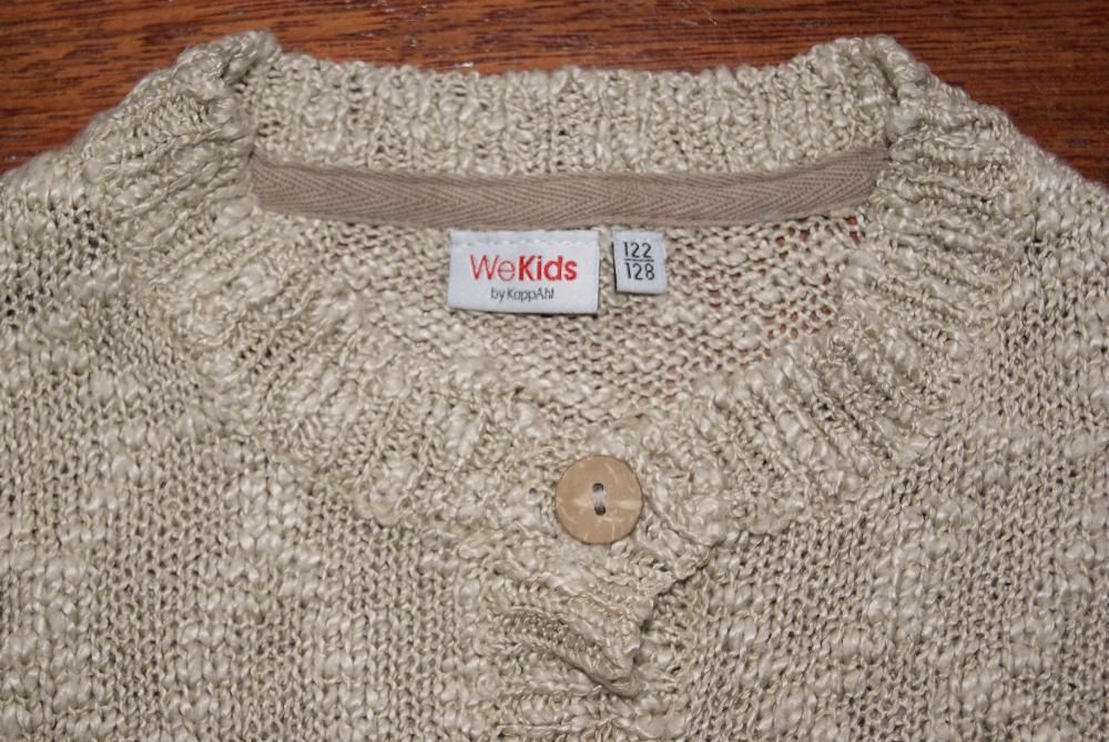 sweter krótki bolerko zapinany KappAhl 122/128 beżowy swetr elegancki