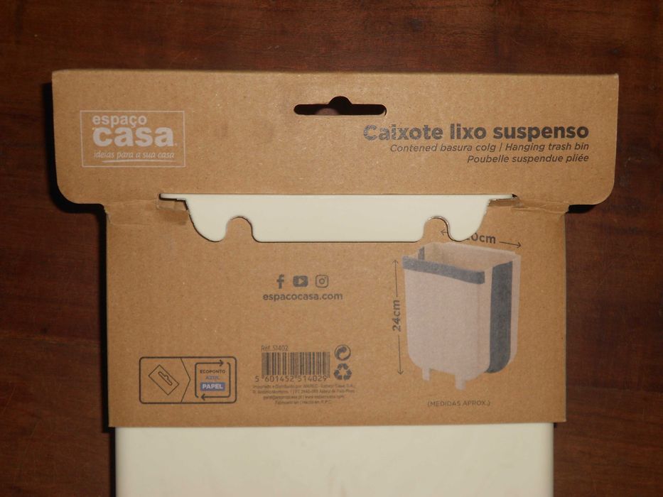 Caixote lixo suspenso com encaixe para porta 4,2lt - Novo