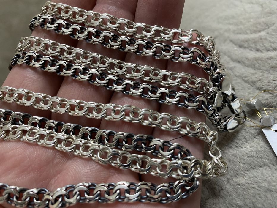 Серебрянные цепочки 925 проби плетение  Бисмарк 55,60,65см,ширина 6мм