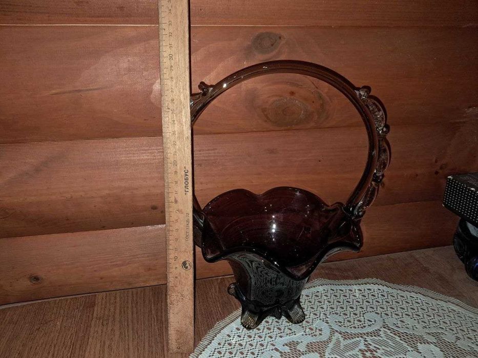 Ваза конфетница Корзинка, стекло СССР