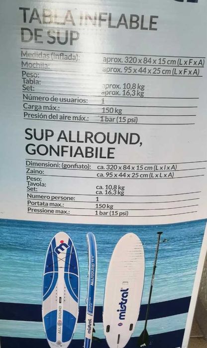 Prancha de paddle Mistral, quase nova