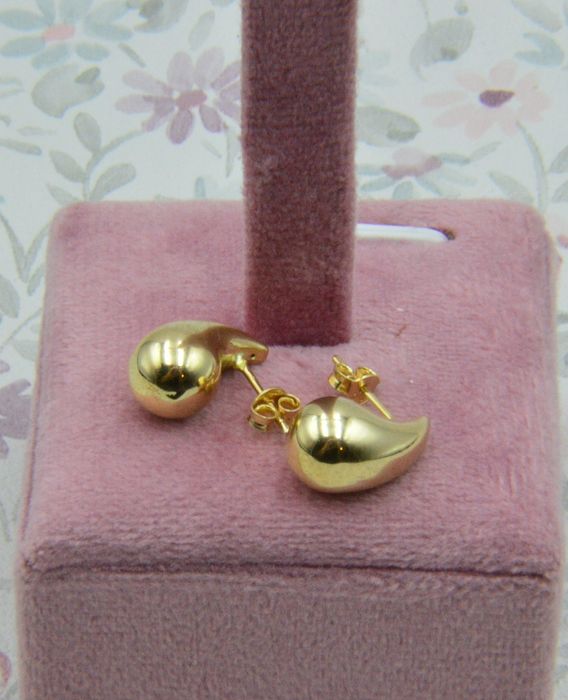 Nowe złote kolczyki łezki krople kropla 585 17x10mm Bottega Veneta