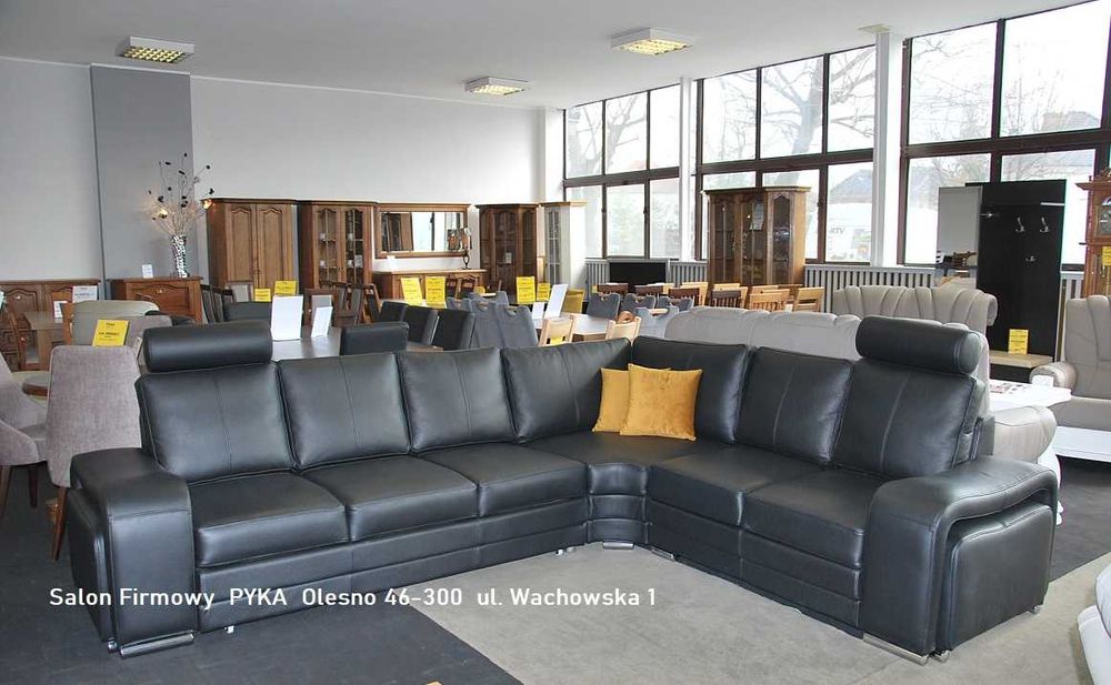 Nowy Narożnik ENZO 260x316cm, SKÓRA NATURALNA- Czarna = PRODUCENT