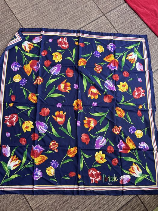Колекційна вінтажна  шовкова хустка floriade 1992, тюльпани
