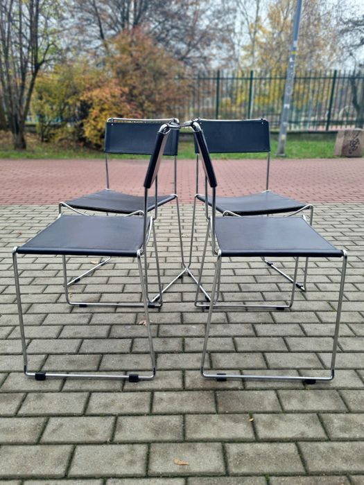 Krzesło w chromie proj.G. Belotti,Wochy lata 80,mid century,Bauhaus