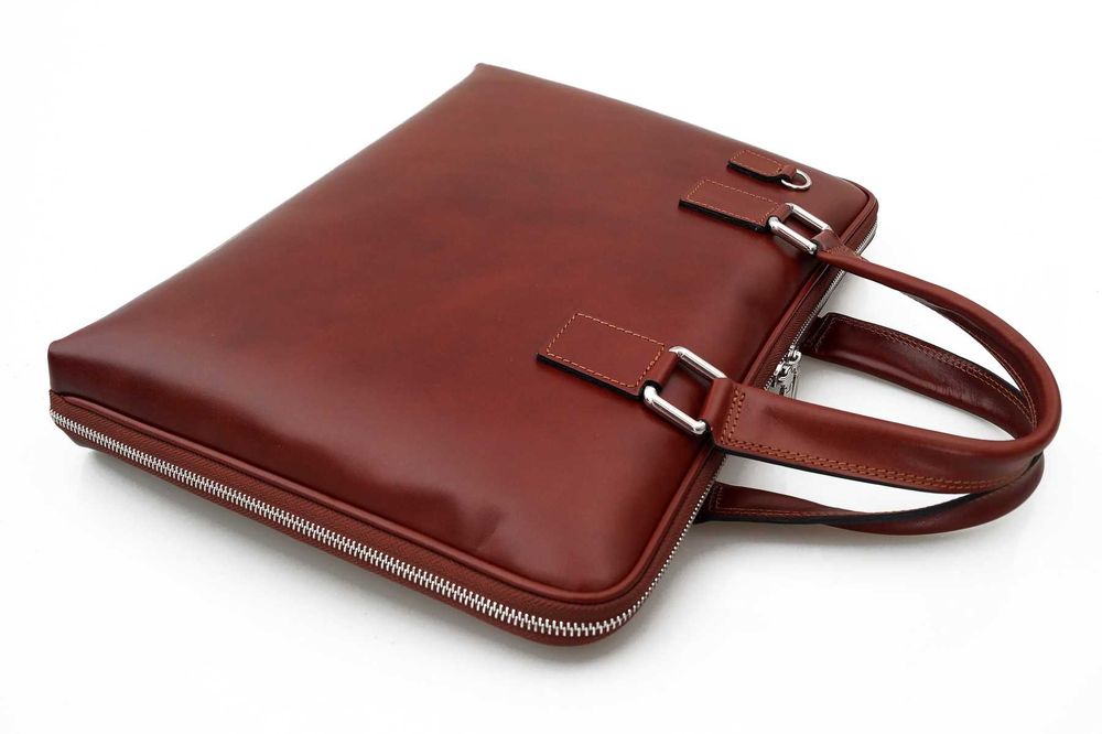 VERA PELLE torebka skórzana teczka A4 torba na laptopa V410 camel