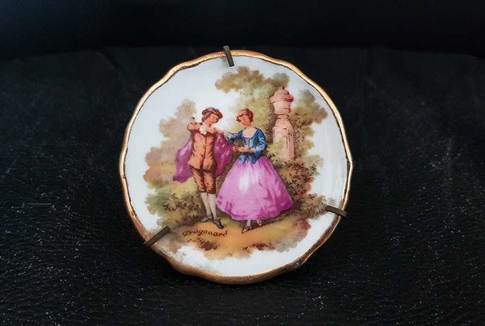 Limoges Porcelain Plaque (Pastoral Scene by Fragonard)