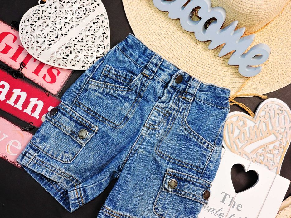 JoJo Maman Bébé - denimowe szorty jeans r 80/86