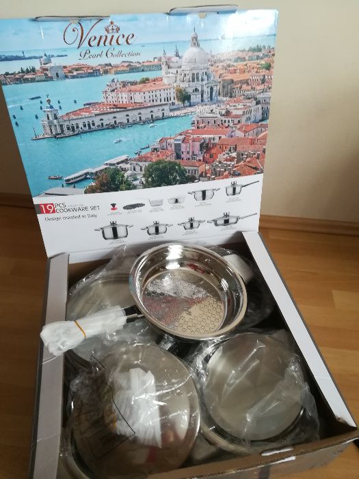 Garnki VENICE Pearl Collection 19 elementów ORYGINALNE NOWE