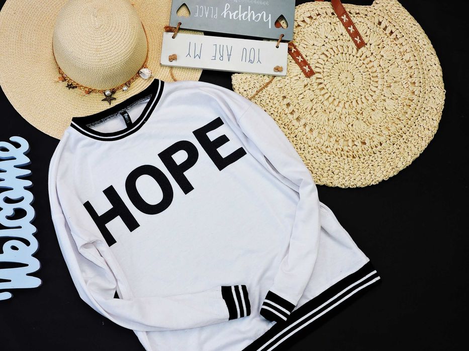 Sinsay Biała Bluza Hope lampas XS