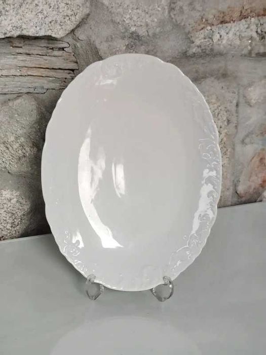Travessa Oval Branca com Relevo - ENVIO GRATIS