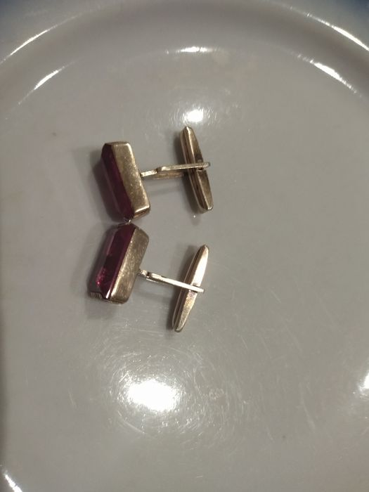 Запонки серебро позолота 875 звезда СССР.