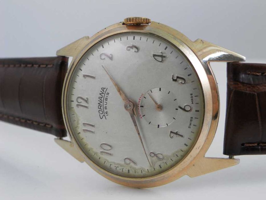 Duzy szwajcarski męski mechaniczny zegarek .. SORNANA 15 kam.
