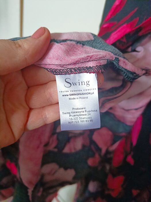 Kopertowa sukienka Trinity by Swing Fashion wiskoza 100% midi kwiaty