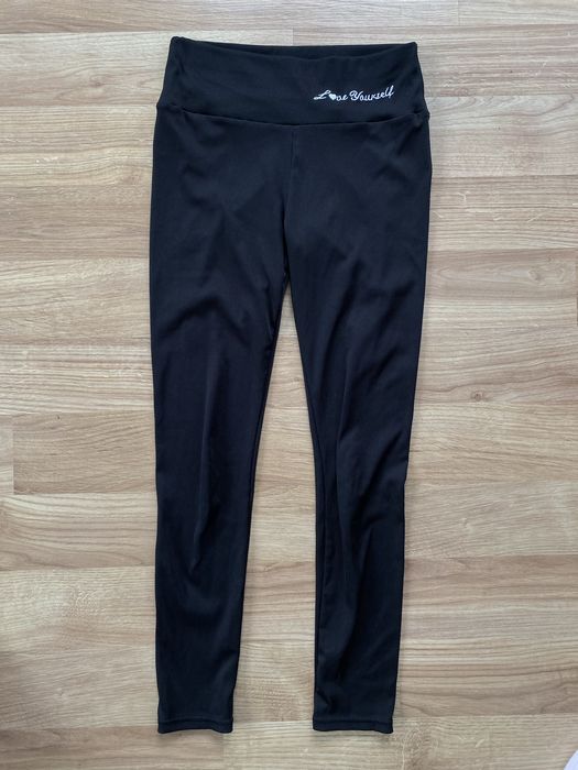 Czarne prążkowane legginsy wiosna lato getry S/M 36 38