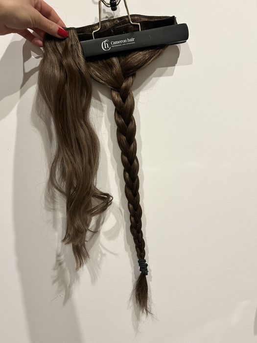 Wlosy naturalne 60 cm brąz muśnięty słońcem Clip in