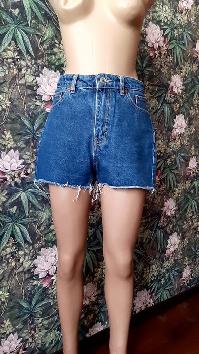 Темно сині шорти Pull&Bear висока посадка шорты