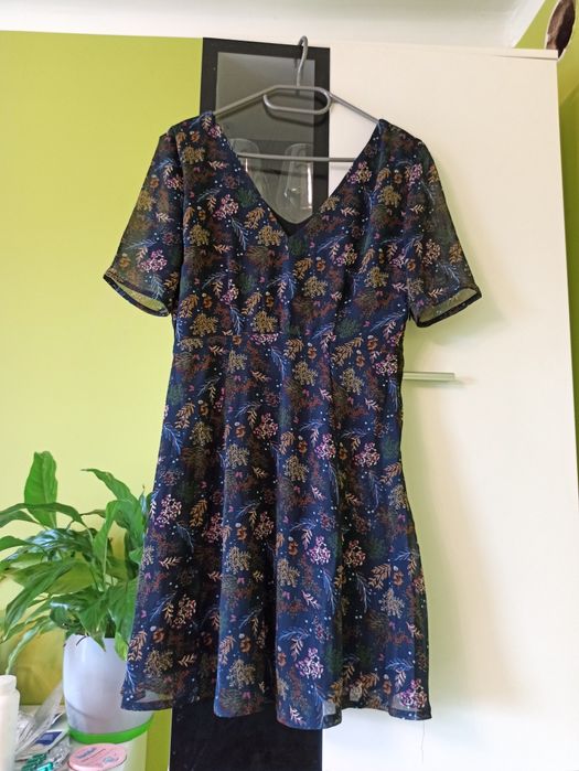 Sukienka Sinsay granatowa w kwiaty M , 38