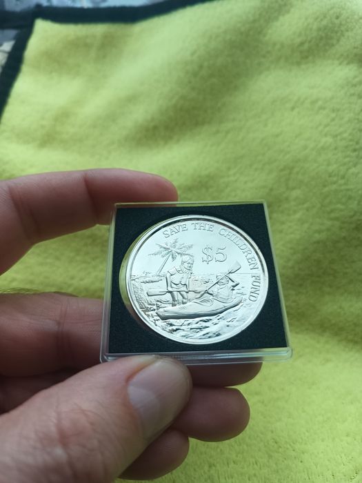 Срібна монета 5 долларів Сінгапур 1989р