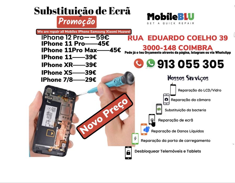 iPhone X/XS/XR/11 XS Max 13 14 Pro  Ecrã / Visor