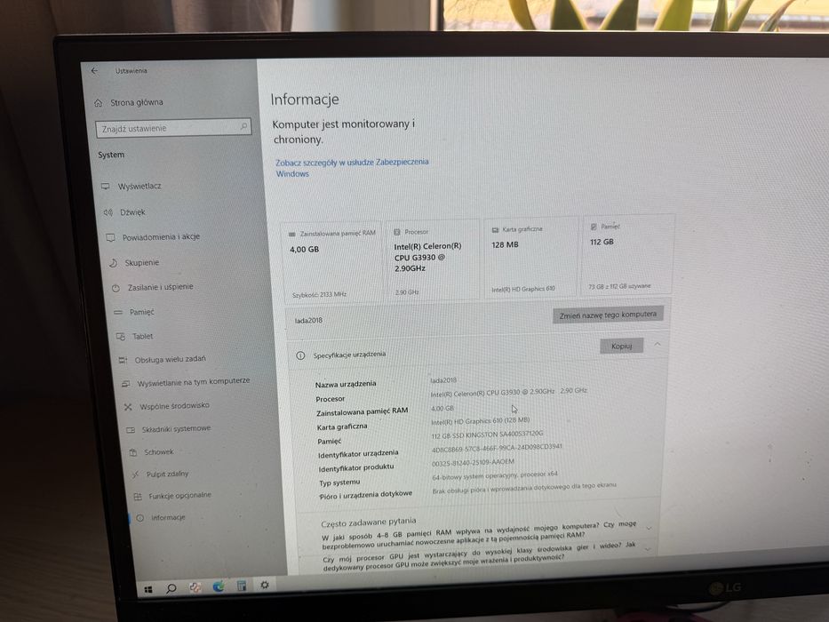 OSOZ Tani Mini PC do garażu / Internetu | SSD Kingston | DDR4 | Cichy i oszczędny Intel G3930  Windows 10