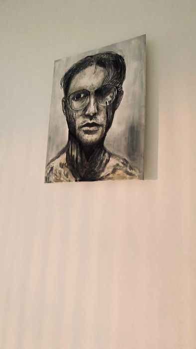 Obraz Portret 60cm x 80cm Mężczyzna w Okularach Akryl