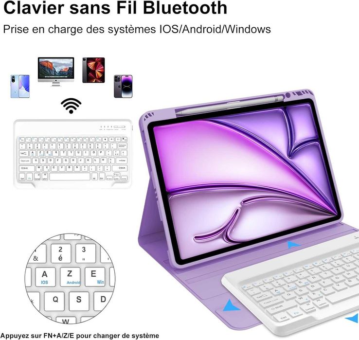 Klawiatura z etui do iPad Air 13" M2 2024 AZERTY Bluetooth