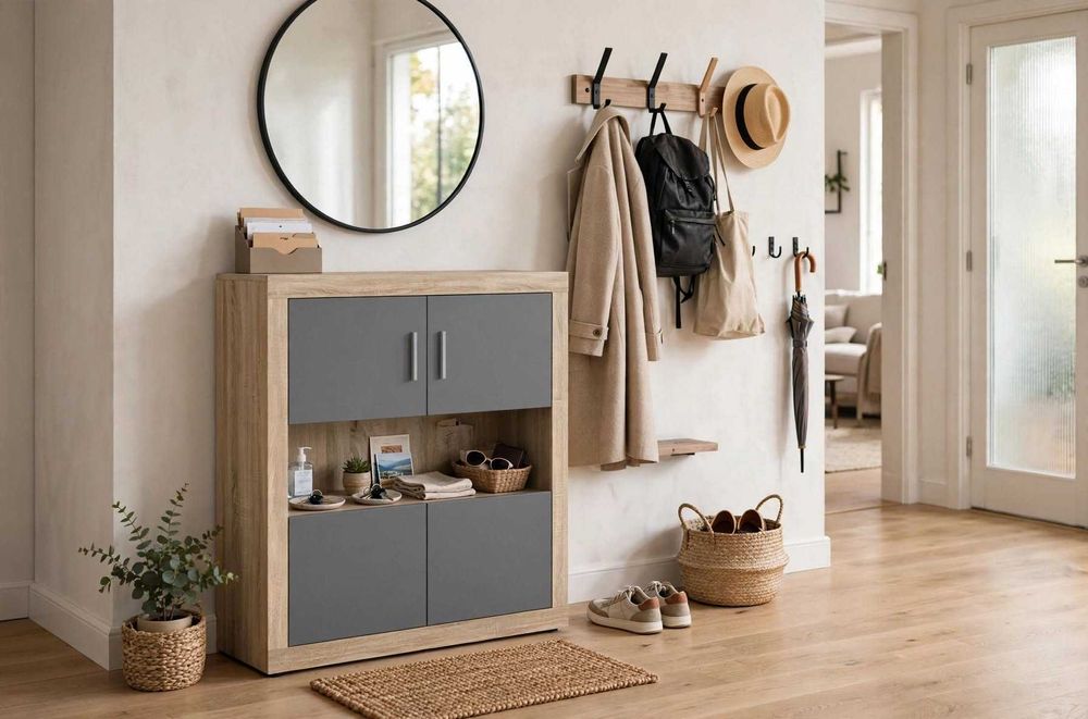 Lara 110x110x35 dąb sonoma+grafit Nowa Komoda