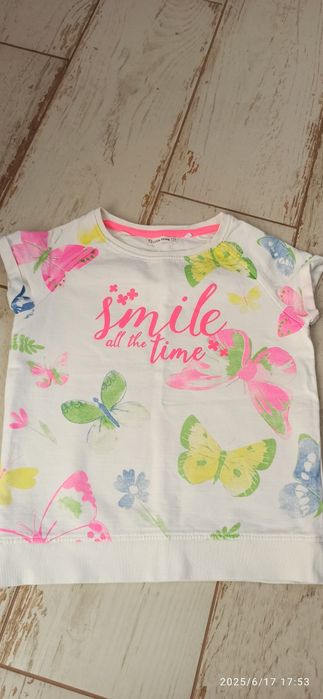 Biały T-Shirt w motyle dresowy Cool Club 134 bdb