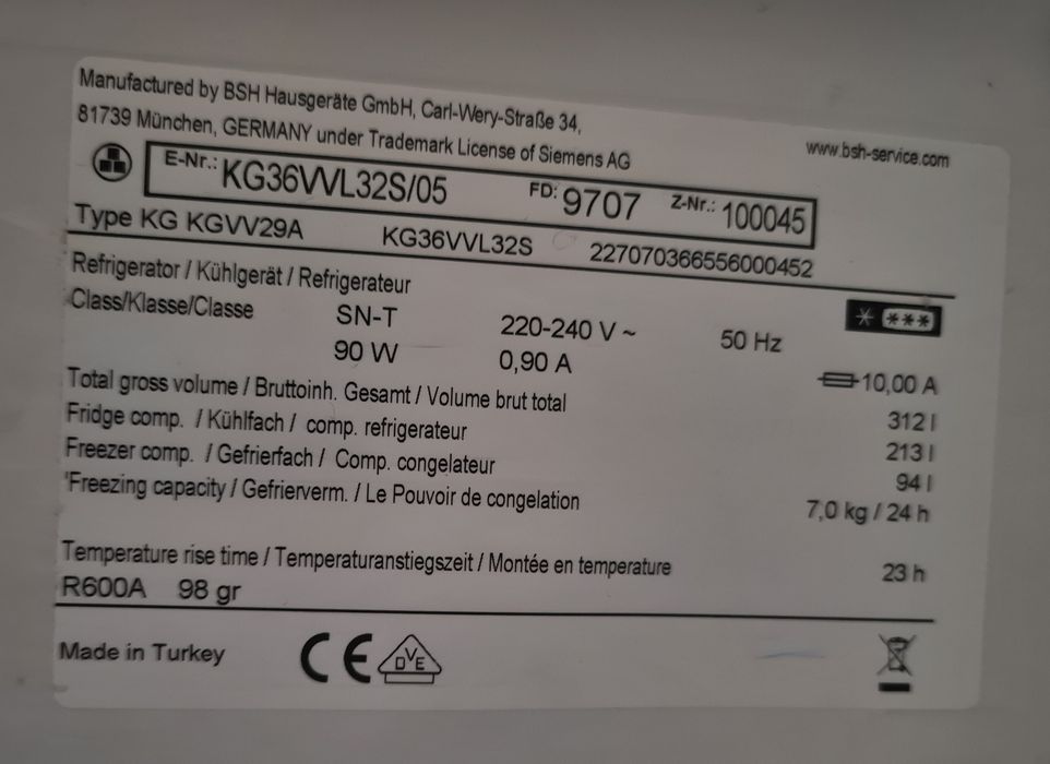 Frigorífico combinado Siemens