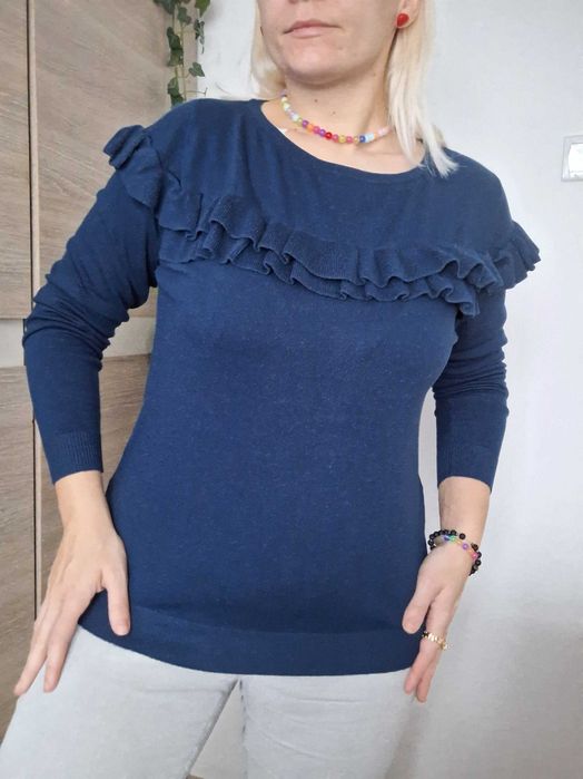 Granatowy sweter wiskoza XL