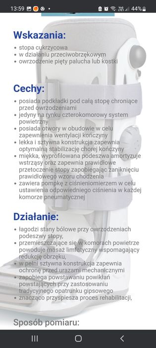 Orteza stopowo-goleniowa dla diabetyków - Aircast rozmiar- L