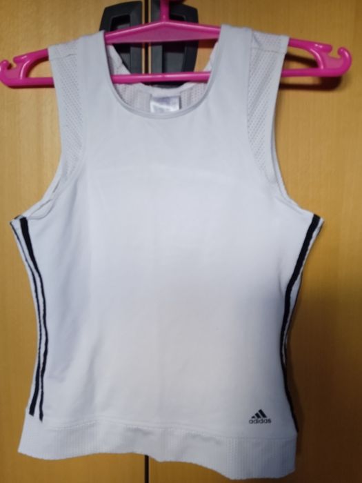 Koszulka bluzka top adidas biały 3-stripes S/M