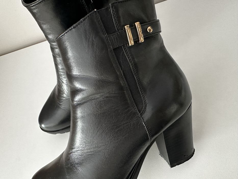 Botki czarne damskie skóra  naturalna 38