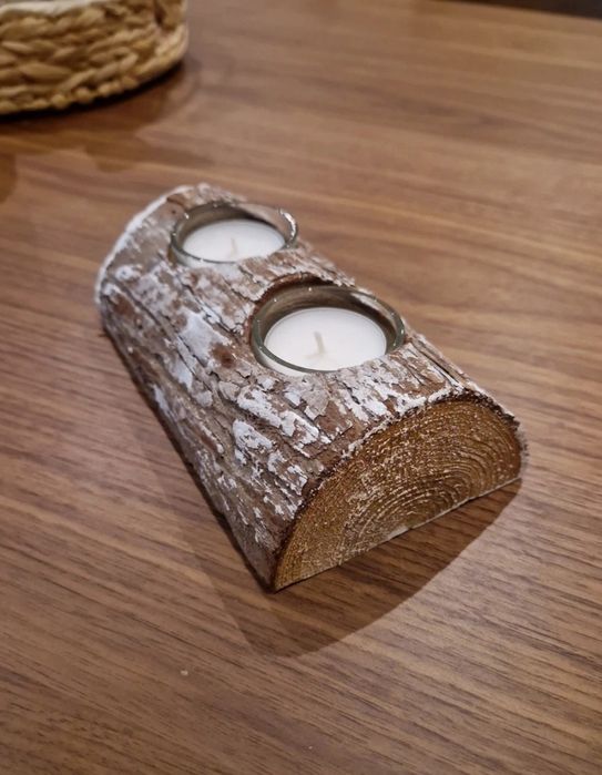 Porta-velas efeito tronco