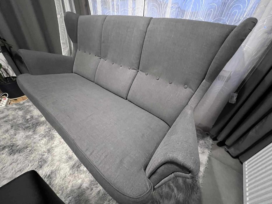 Sofa IKEA STRANDMON – 3-osobowa, szara – wygodna, zadbana