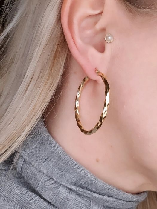 Złote nowe kolczyki koła pr585