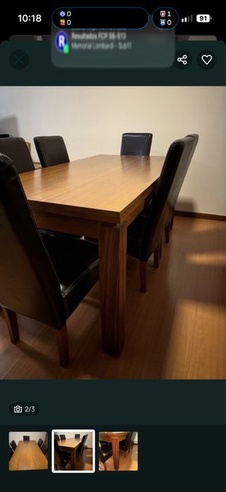 Mesa de jantar extensivel em madeira maciça