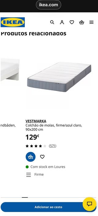 VESTMARKA
Colchão de molas, firme/azul claro, 90x200 cm