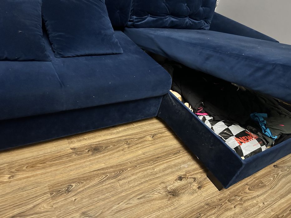 Narożnik welurowy granatowy black  red white