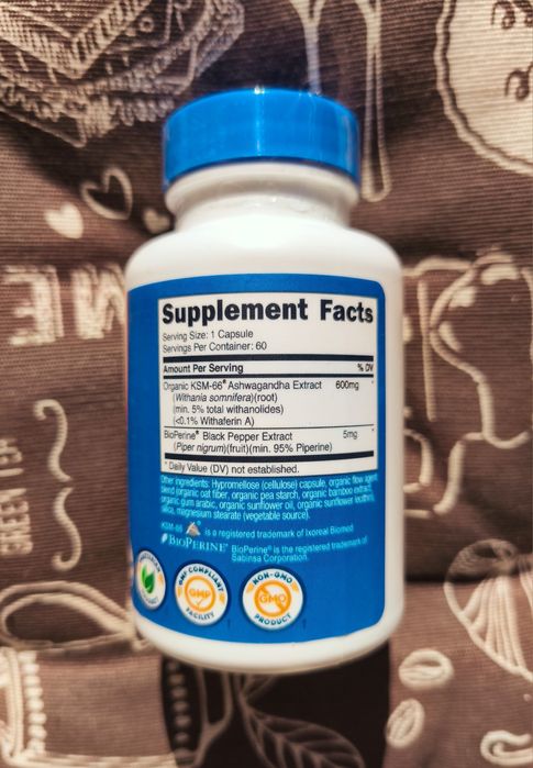 Nutricost ашваганда ксм 66 KSM-66 екстракт кореня ashwagandha 60 капс