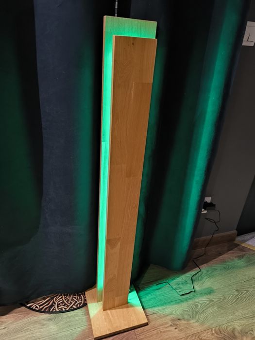 Lampa stojąca dębowa, LED RGB, pilot
