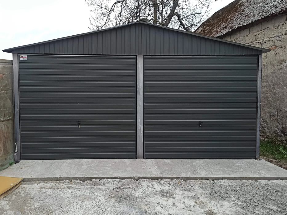 Garaż blaszak dwustanowiskowy 6x6.5m - Antracyt
